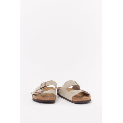 BIRKENSTOCK TAUPE ARIZONA NARROW SOFT FOOTBED SUEDE LEATHER SANDALS